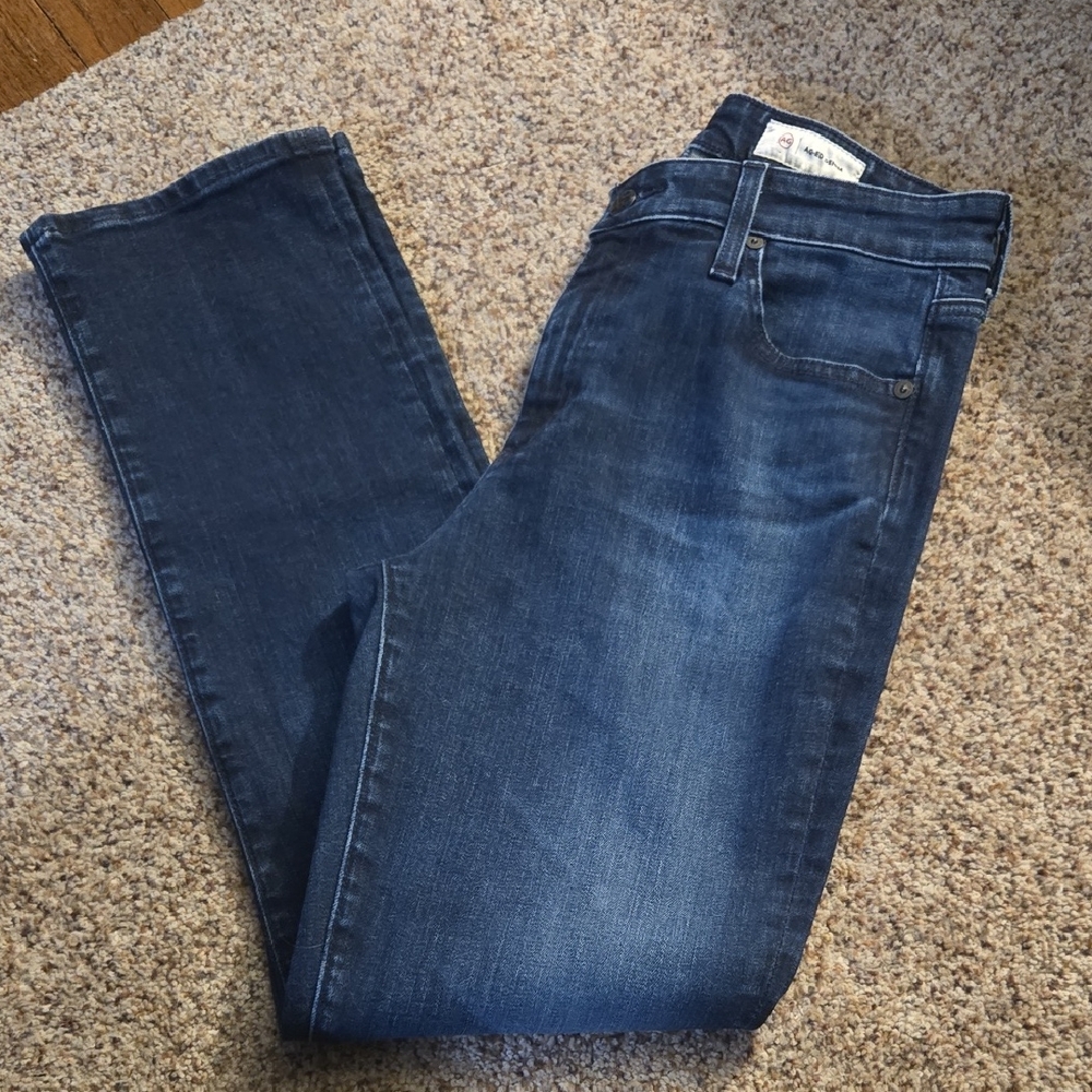 AG Adriano Goldschmied Dark Blue Straight Leg Jeans